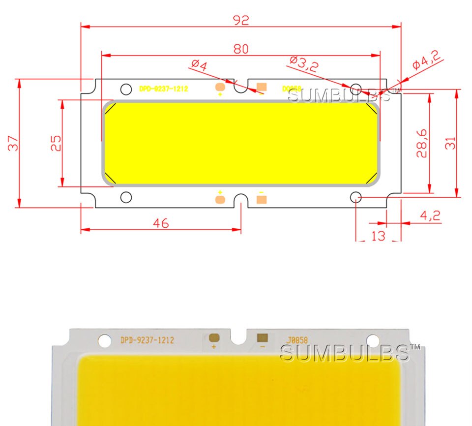 LED Bulb Light Source for DIY Floodlight Downlights DC 36V 40V 92x42MM 30W COB Ultra LED Bright Chip On Board Lamp Lighting 92MM