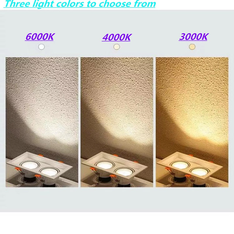Super bright square dimmable LED downlight, COB, 10w, 20w, 30w, decorative LED spotlight, ceiling light, AC85-265v,