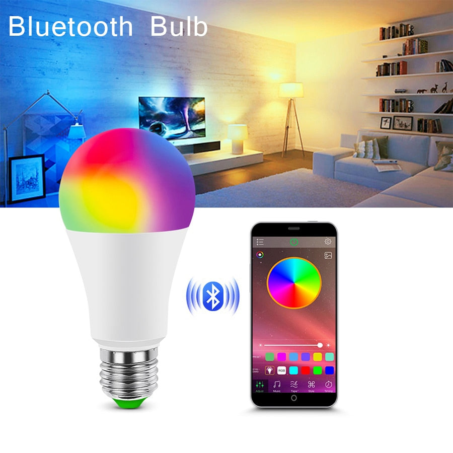 Bluetooth E27 RGBW LED Bulb Lights 5W 10W 15W RGB 110V 220V Lampada Changeable Colorful RGBWW LED Lamp With Remote+Memory Mode