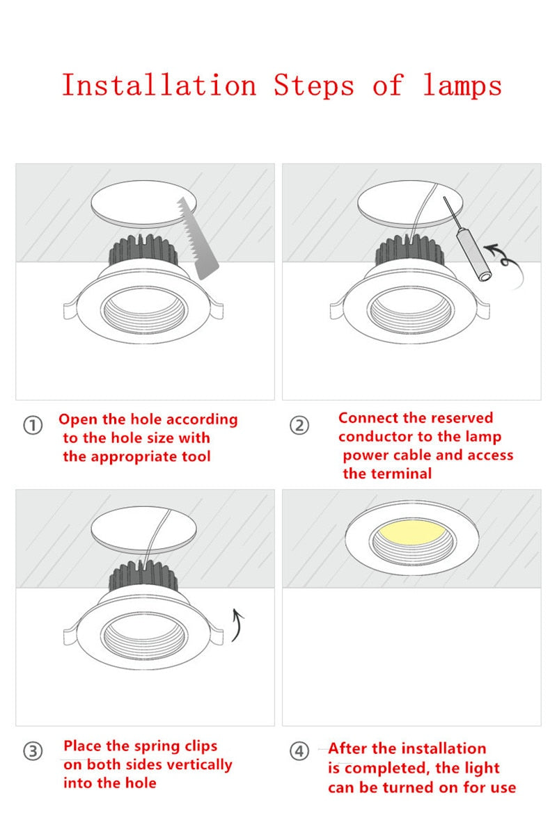 Dimmable Round Recessed COB LED Downlights 5W 7W 9W 12W 15W LED Ceiling Spot Lights AC85~265V LED Ceiling Lamps Indoor Lighting White