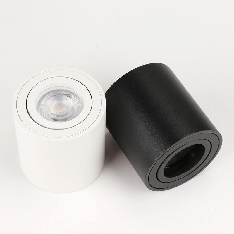 Adjustable LED Round Surface Mount Trim less Downlight GU10 Fixture Cylinder Ceiling Down Spot Light Bedroom Lamp GU10 Fitting