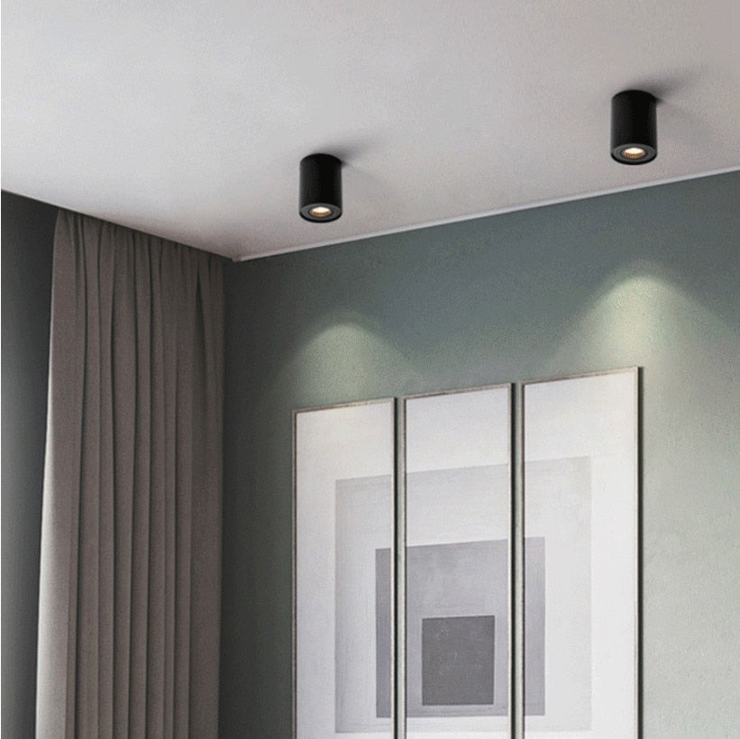 Adjustable LED Round Surface Mount Trim less Downlight GU10 Fixture Cylinder Ceiling Down Spot Light Bedroom Lamp GU10 Fitting