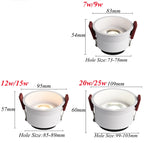 Angle Adjustable Deep Anti-Glare LED COB Recessed Downlight AC220V 12W 15W 20W Round White LED Ceiling Spot Light Pic Background