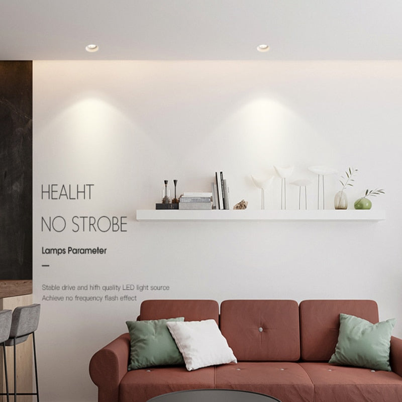 Angle Adjustable Deep Anti-Glare LED COB Recessed Downlight AC220V 12W 15W 20W Round White LED Ceiling Spot Light Pic Background