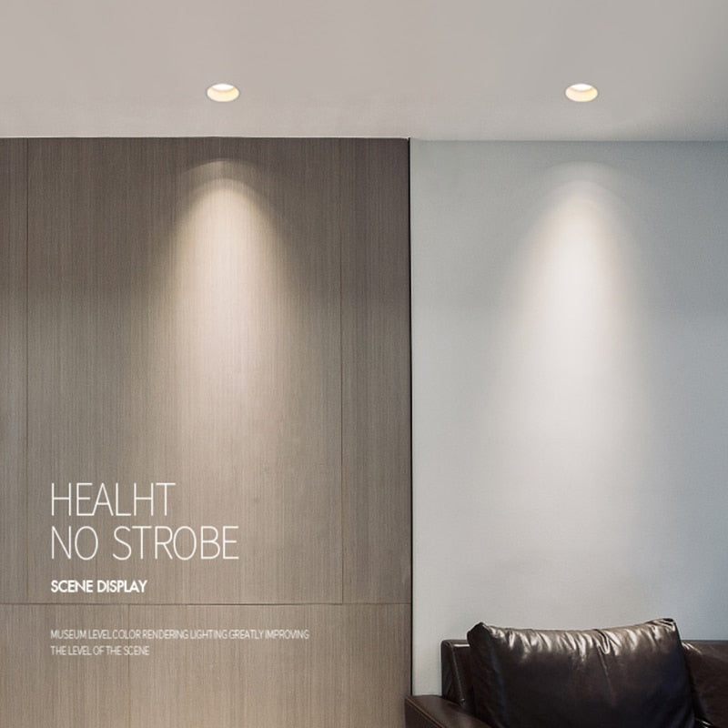 Angle Adjustable Deep Anti-Glare LED COB Recessed Downlight AC220V 12W 15W 20W Round White LED Ceiling Spot Light Pic Background