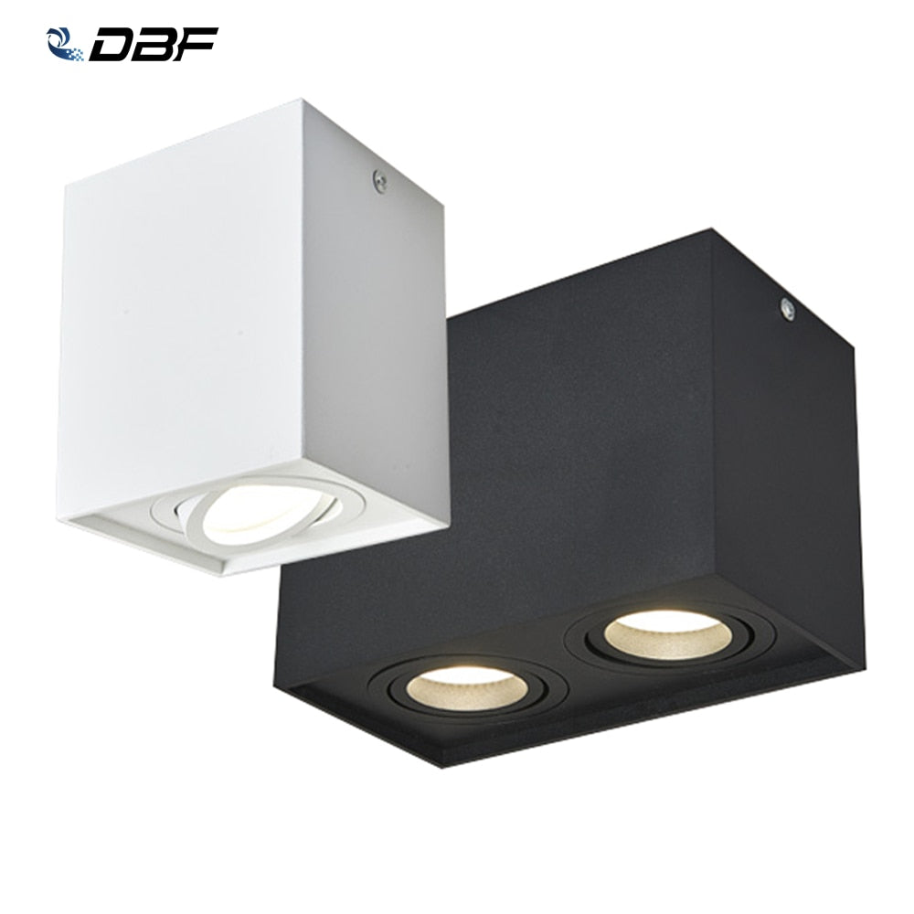 DBF Square Surface Mounted LED Downlight with Replaceable GU10 LED Bulb 5W 7W 10W 14W LED Ceiling Spot Light AC85V-265V Indoor
