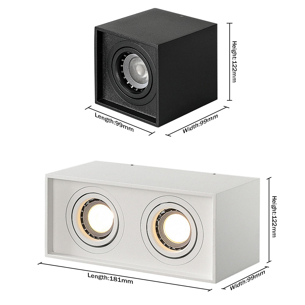 DBF Square Surface Mounted LED Downlight with Replaceable GU10 LED Bulb 5W 7W 10W 14W LED Ceiling Spot Light AC85V-265V Indoor