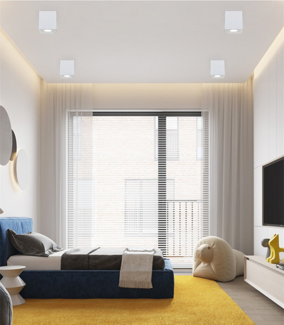 DBF Square Surface Mounted LED Downlight with Replaceable GU10 LED Bulb 5W 7W 10W 14W LED Ceiling Spot Light AC85V-265V Indoor