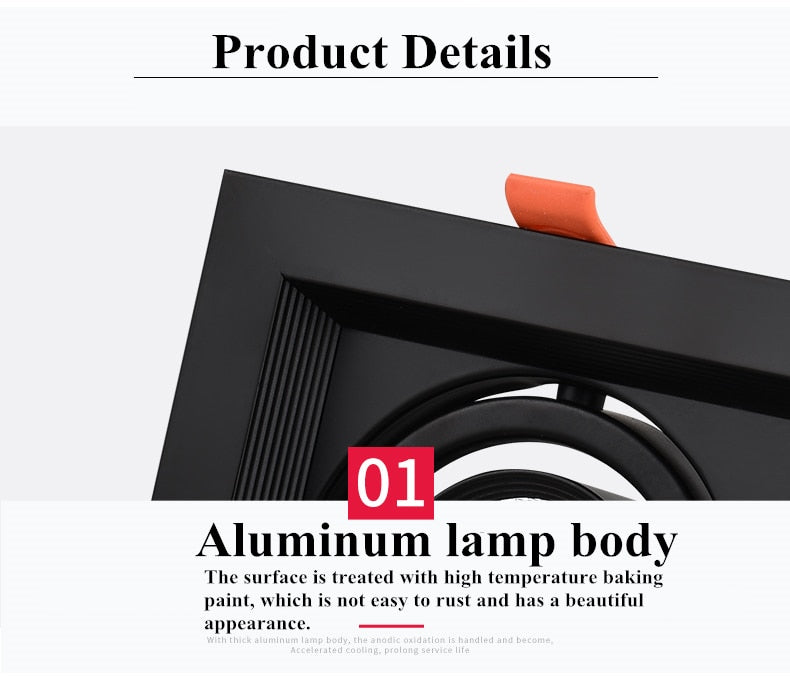 PCS Super Bright Recessed Square Dimmable LED Downlight COB 10w 15W Led Spot Light Decoration LED Ceiling Lamp AC110V 220V