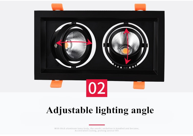 PCS Super Bright Recessed Square Dimmable LED Downlight COB 10w 15W Led Spot Light Decoration LED Ceiling Lamp AC110V 220V