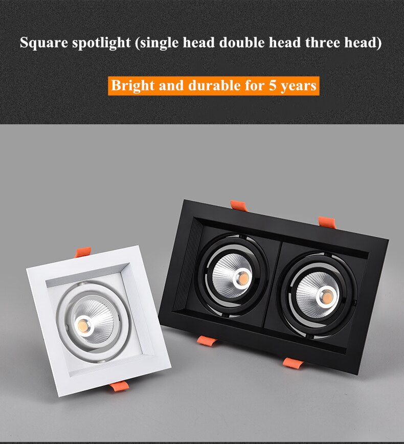 PCS Super Bright Recessed Square Dimmable LED Downlight COB 10w 15W Led Spot Light Decoration LED Ceiling Lamp AC110V 220V