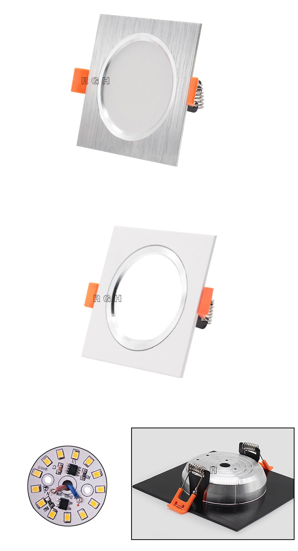 LED Downlight Square Recessed lights 3W 5W 7W 9W 12W LED Ceiling Lamp for Kitchen/Home/Office/Living room Indoor Lighting AC220V