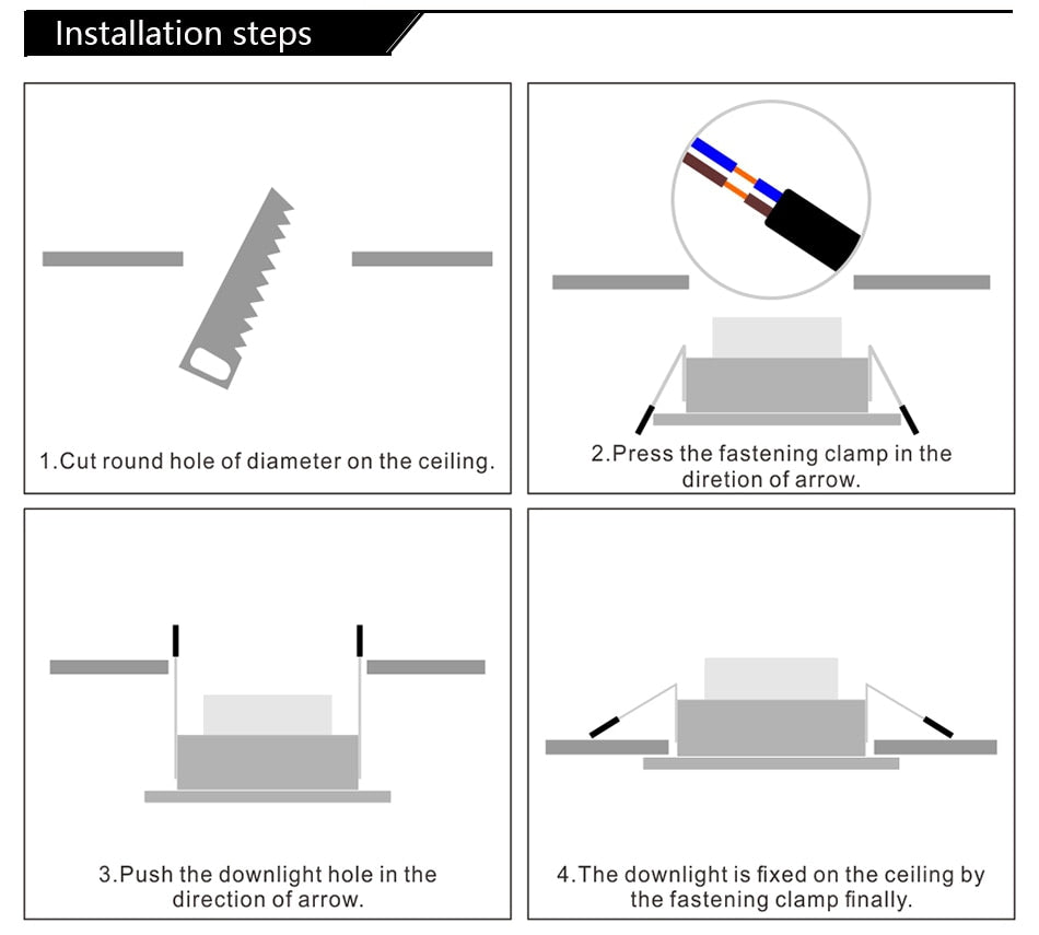 LED Downlight Square Recessed lights 3W 5W 7W 9W 12W LED Ceiling Lamp for Kitchen/Home/Office/Living room Indoor Lighting AC220V