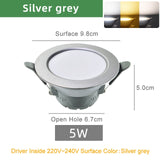 OK-B LED Downlight Ceiling 5w 10w 15w Silver White Led Lamp Recessed 110~220v LED Down Light Indoor Lighting Aluminum Spot Light