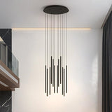 New LED Chandelier Lighting Modern for Staircase Living Room Dining Industrial Pendant Lamp Loft Villa Black Long Downlight