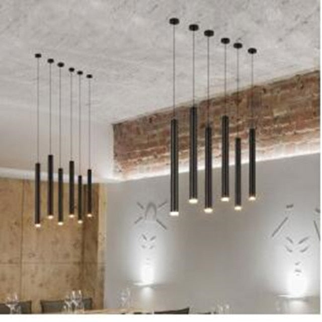 New LED Chandelier Lighting Modern for Staircase Living Room Dining Industrial Pendant Lamp Loft Villa Black Long Downlight