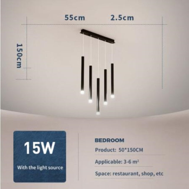 New LED Chandelier Lighting Modern for Staircase Living Room Dining Industrial Pendant Lamp Loft Villa Black Long Downlight