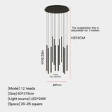 New LED Chandelier Lighting Modern for Staircase Living Room Dining Industrial Pendant Lamp Loft Villa Black Long Downlight