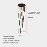 New LED Chandelier Lighting Modern for Staircase Living Room Dining Industrial Pendant Lamp Loft Villa Black Long Downlight