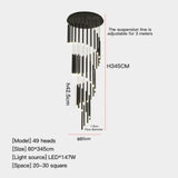 New LED Chandelier Lighting Modern for Staircase Living Room Dining Industrial Pendant Lamp Loft Villa Black Long Downlight