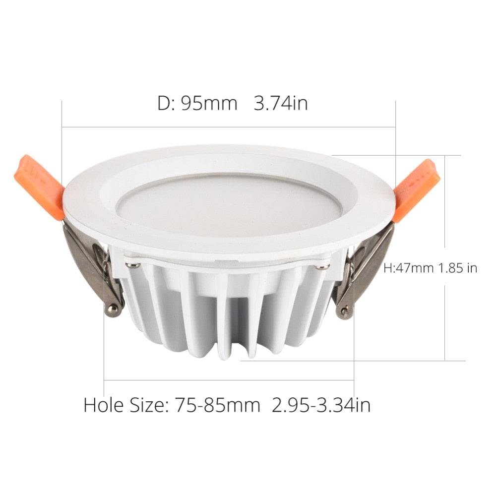 Waterproof LED Ceiling IP66 Fully sealed 5W 7W  9W Warm White Cold White Recessed LED Lamp Spot Light  White shell AC85-277V
