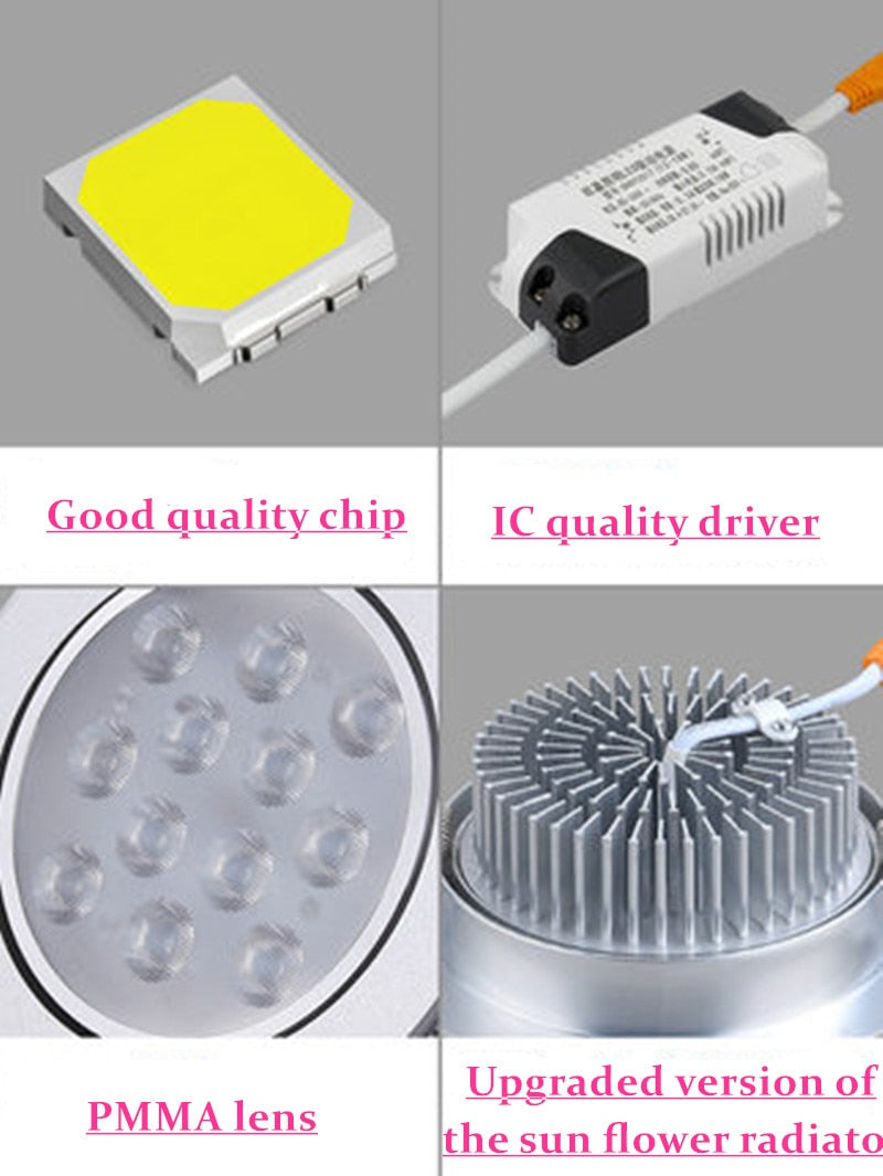 Silver Dimmable Recessed Anti Glare LED Downlights 3W/6W/10W/14W/18W/24W COB Ceiling Spot Lights AC85~265V Background Lamps