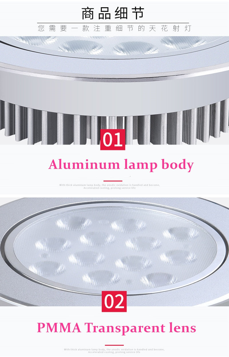 Silver Dimmable Recessed Anti Glare LED Downlights 3W/6W/10W/14W/18W/24W COB Ceiling Spot Lights AC85~265V Background Lamps