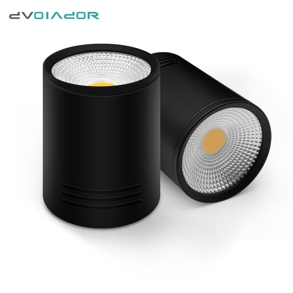 DVOLADOR Black Dimmable LED COB Downlight Surface Mounted LED Ceiling 3W/5W/7W/10W Housing AC85-265V Downlight with LED Driver