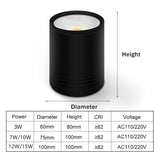 DVOLADOR Black Dimmable LED COB Downlight Surface Mounted LED Ceiling 3W/5W/7W/10W Housing AC85-265V Downlight with LED Driver