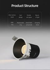 Aisilan LED Recessed spotlight Narrow Border lamp home spotlight 7.5 open hole downlight minimalist living room CRI 93