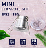 etrnLED 12V Mini Led Light Focus 1W Ceiling Spot Recessed Downlight Interior Outdoor Verandas Stairs Waterproof Bath Sauna Lamp