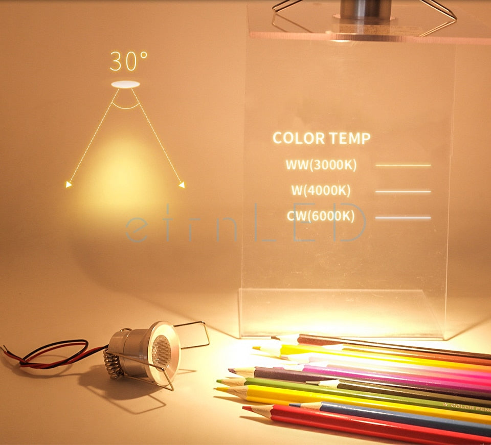 etrnLED 12V Mini Led Light Focus 1W Ceiling Spot Recessed Downlight Interior Outdoor Verandas Stairs Waterproof Bath Sauna Lamp
