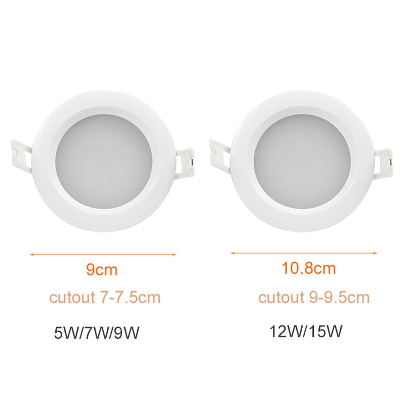 IP65 Waterproof LED Downlight 5W 7W 9W 12W 15W Waterproof Recessed lamp LED Ceiling Spot Light For Bathroom lighting Fixtures