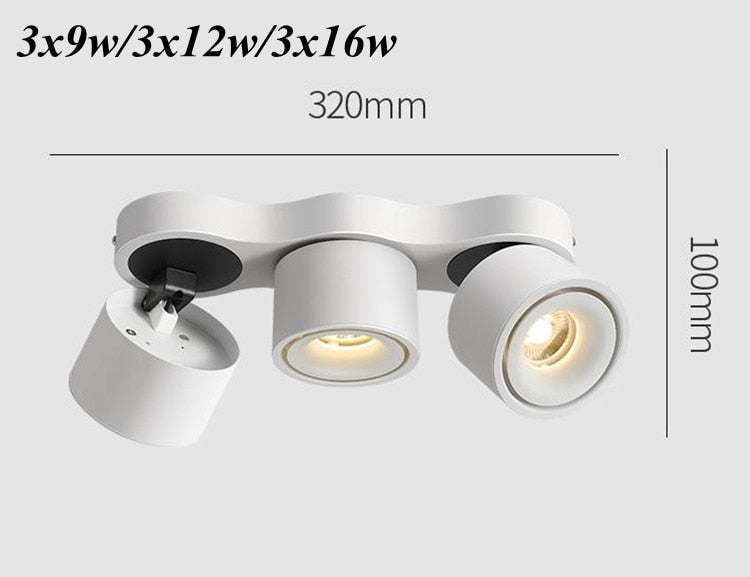 Dimmable Folding Rotating LED Downlights 27W 36W 48W COB LED Ceiling Spot Lights AC 110V 220 230V Room Lamps Indoor Lighting