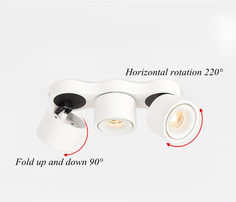Dimmable Folding Rotating LED Downlights 27W 36W 48W COB LED Ceiling Spot Lights AC 110V 220 230V Room Lamps Indoor Lighting