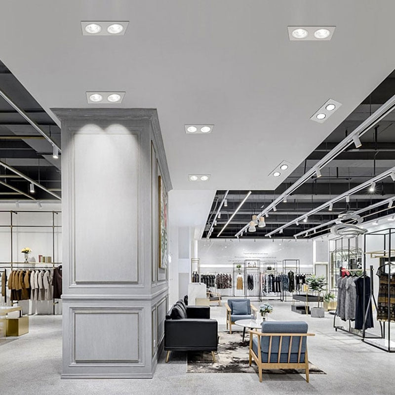 Square Recessed LED Dimmable Downlights Panel Lights AC90~260V COB LED Spotlights LED Recessed Ceiling Lamps Indoor Lighting