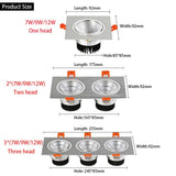 Square Recessed LED Dimmable Downlights Panel Lights AC90~260V COB LED Spotlights LED Recessed Ceiling Lamps Indoor Lighting