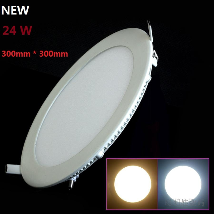 Ultra thin design 24W LED ceiling recessed grid downlight / round panel light 300mm, 1pc/lot Round