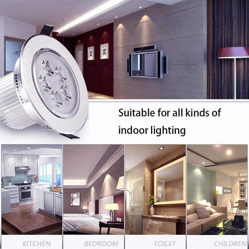 Round LED Recessed Dimmable Ceiling Downlights Aluminum LED Ceiling Light COB AC90V-260V 9W 12W 15W LED Spotlight Background Lamp