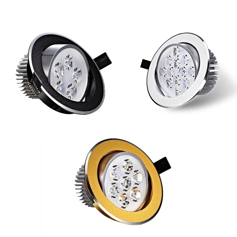 Round LED Recessed Dimmable Ceiling Downlights Aluminum LED Ceiling Light COB AC90V-260V 9W 12W 15W LED Spotlight Background Lamp