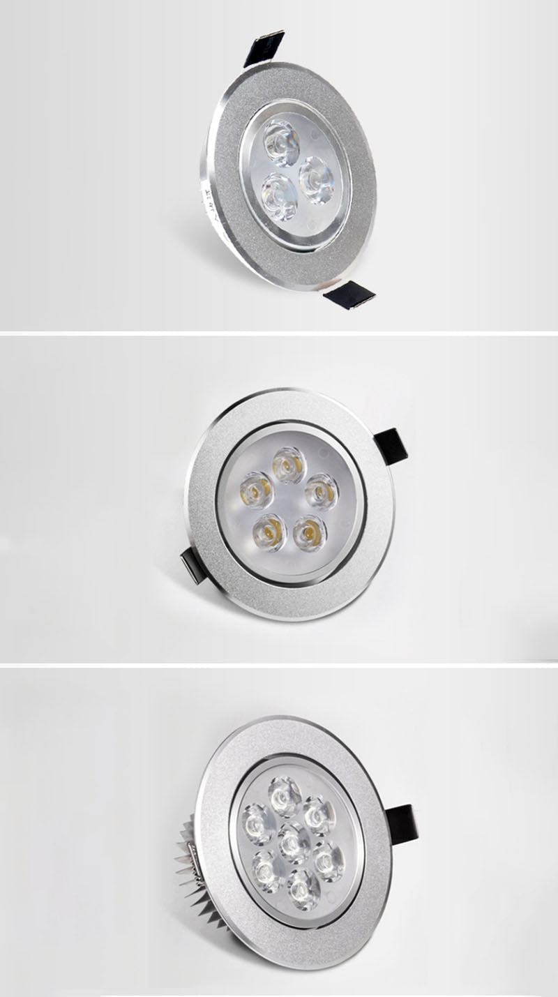 Round LED Recessed Dimmable Ceiling Downlights Aluminum LED Ceiling Light COB AC90V-260V 9W 12W 15W LED Spotlight Background Lamp