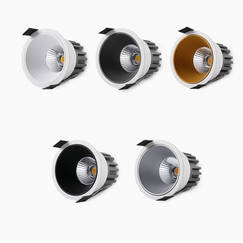 Downlight Dimmable Recessed AC110V 220V 7W 9W 12W 15W Lamp Round Led Cob Ceiling TV Background Living Room Bedroom Spot Light