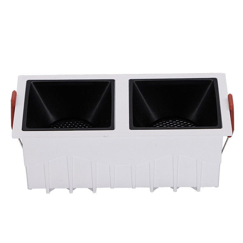 Square double-end Frameless  COB Recessed dimmable Downlight 2x9W 2x12W  LED Ceiling Spot Light for Bedroom Living room Kitchen