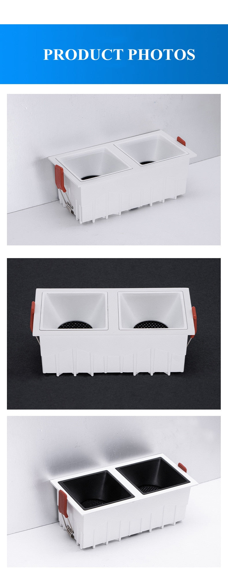 Square double-end Frameless  COB Recessed dimmable Downlight 2x9W 2x12W  LED Ceiling Spot Light for Bedroom Living room Kitchen