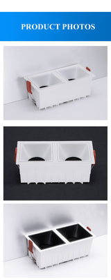 Square double-end Frameless  COB Recessed dimmable Downlight 2x9W 2x12W  LED Ceiling Spot Light for Bedroom Living room Kitchen