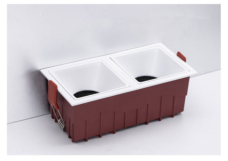 Square double-end Frameless  COB Recessed dimmable Downlight 2x9W 2x12W  LED Ceiling Spot Light for Bedroom Living room Kitchen