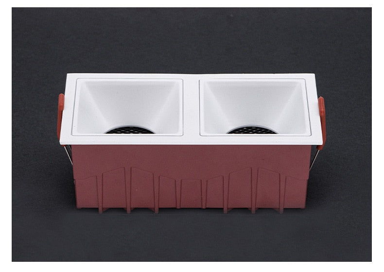 Square double-end Frameless  COB Recessed dimmable Downlight 2x9W 2x12W  LED Ceiling Spot Light for Bedroom Living room Kitchen