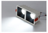 Square double-end Frameless  COB Recessed dimmable Downlight 2x9W 2x12W  LED Ceiling Spot Light for Bedroom Living room Kitchen