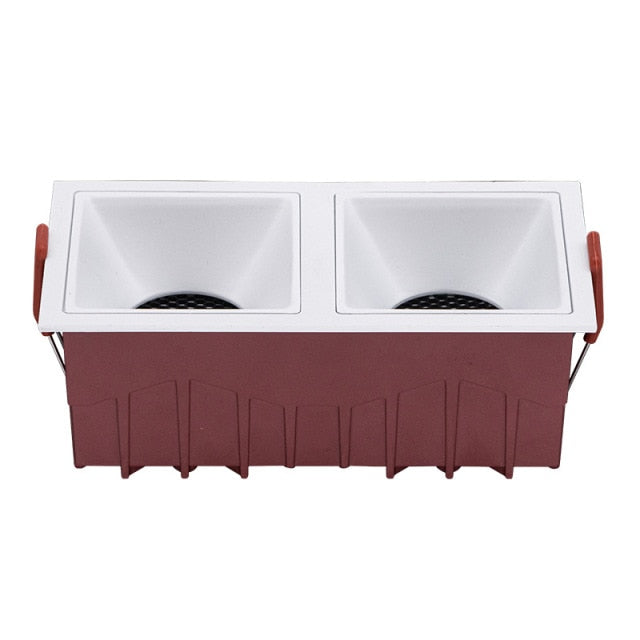 Square double-end Frameless  COB Recessed dimmable Downlight 2x9W 2x12W  LED Ceiling Spot Light for Bedroom Living room Kitchen