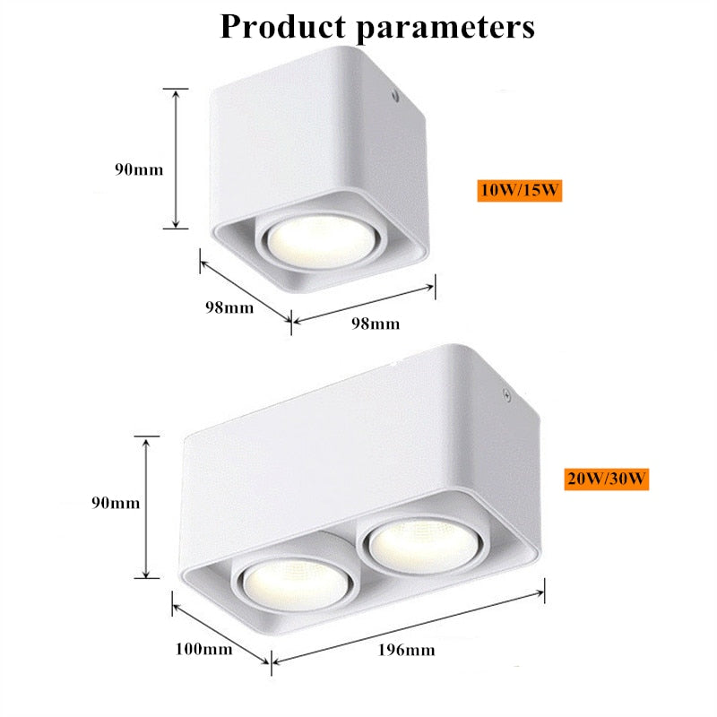 Dimmable surface mounted LED downlight 10W 15W 20W 30W COB LED ceiling spotlight AC110-220V LED  indoor lighting